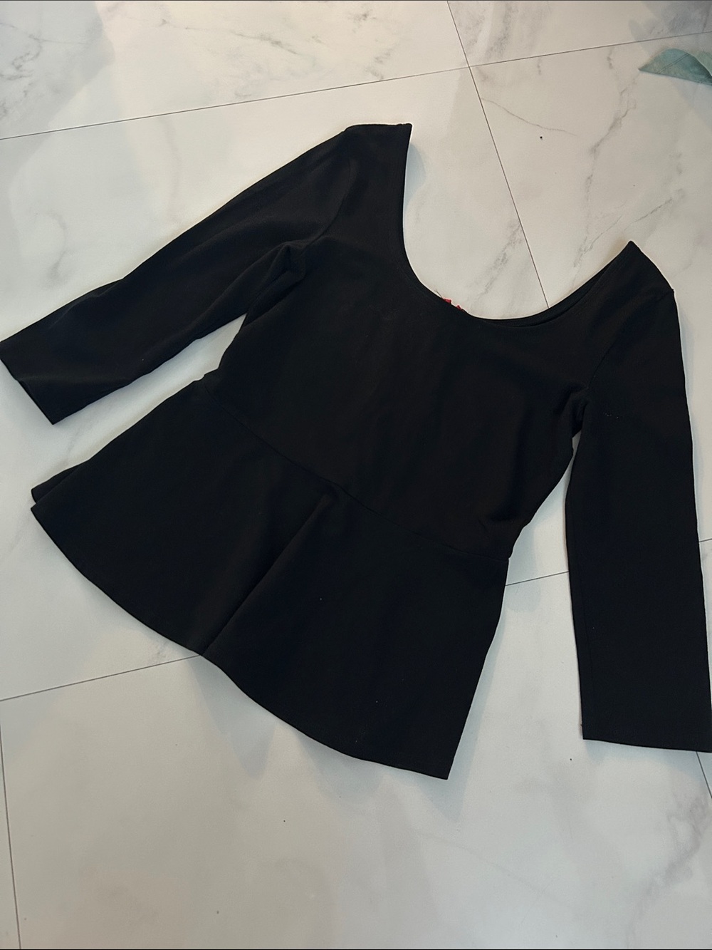 Express Black Long Sleeve Peplum Top